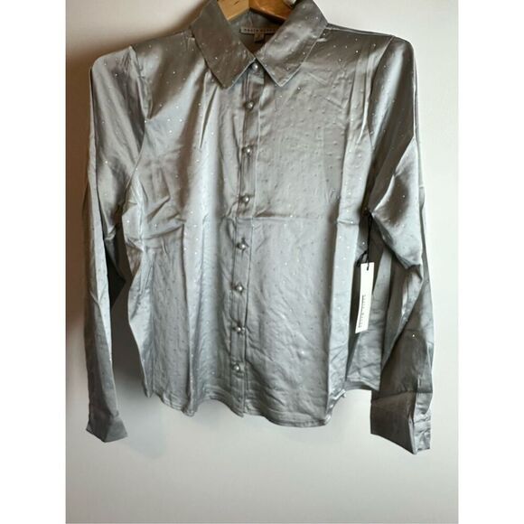Silver Rhinestone button up shirt long sleeve - Picture 6 of 10